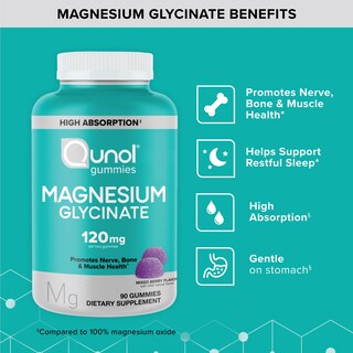 Foto 2 | Gomitas De Glicinato De Magnesio Quinol 120 Mg, 90 Unidades (paquete De 1) - Venta Internacional.