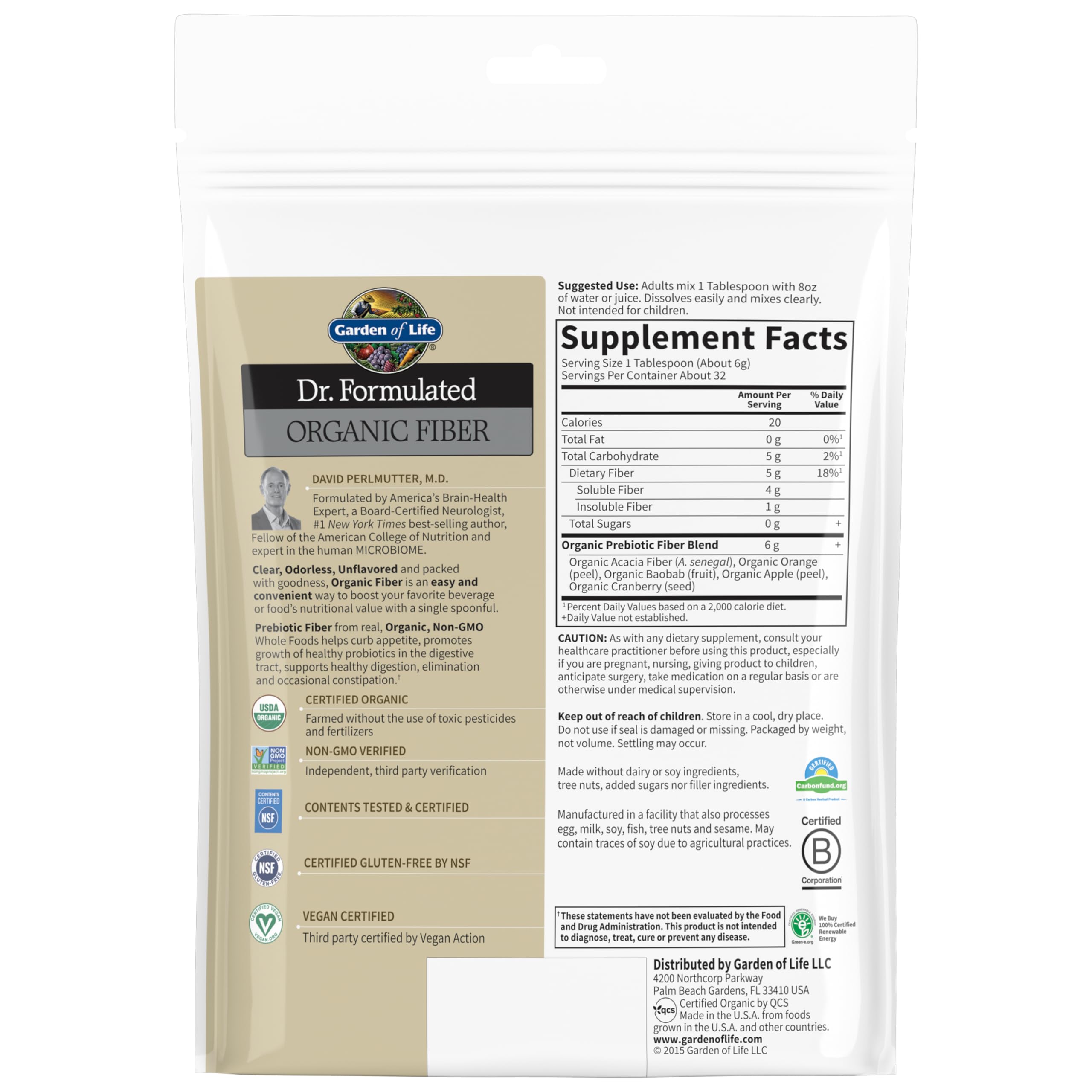 Foto 4 pulgar | Suplemento De Fibra Garden Of Life Dr Formulated, 32 Porciones - Venta Internacional.