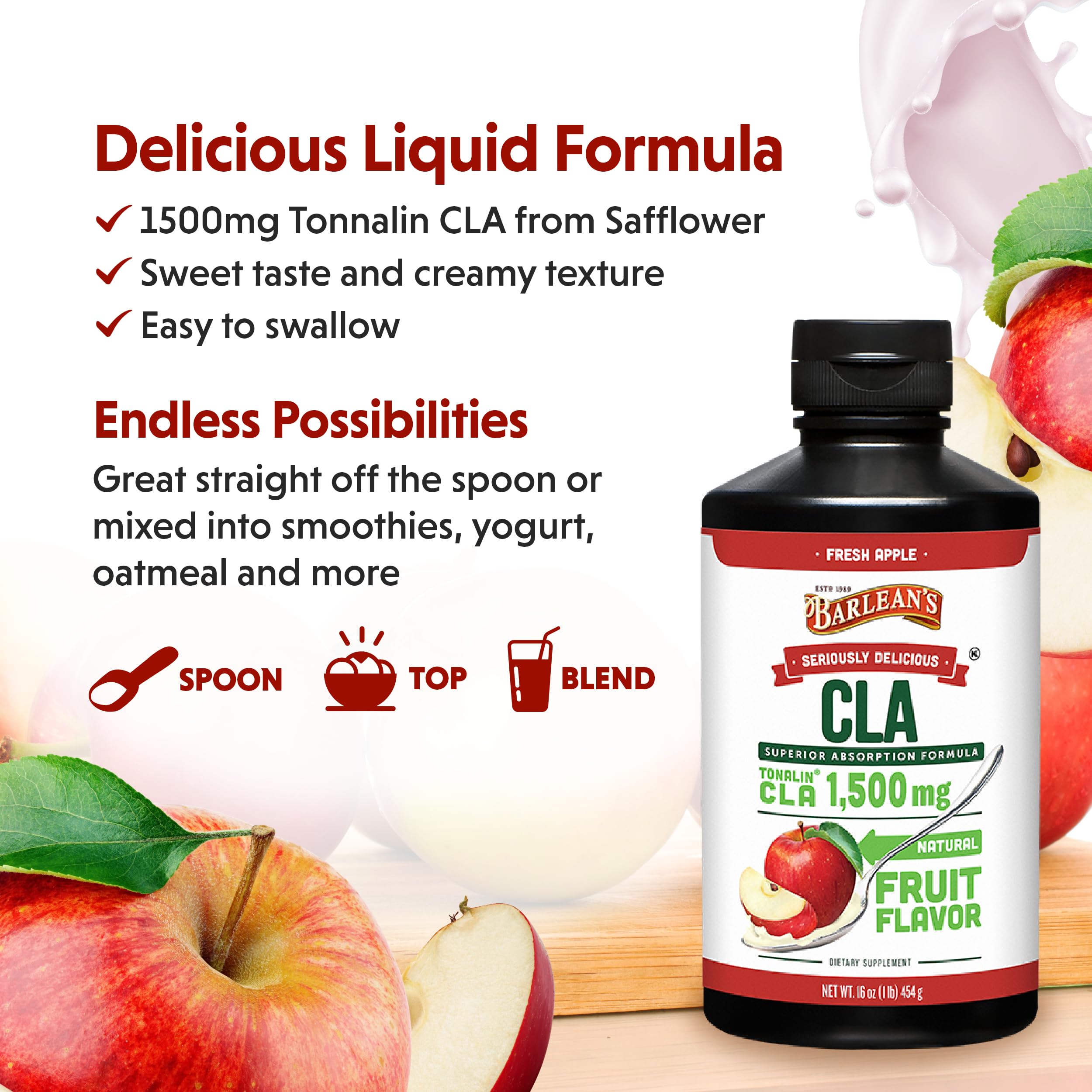 Foto 4 pulgar | Suplemento Barlean's Fresh Apple Tonalin Cla 450 Ml - Venta Internacional.