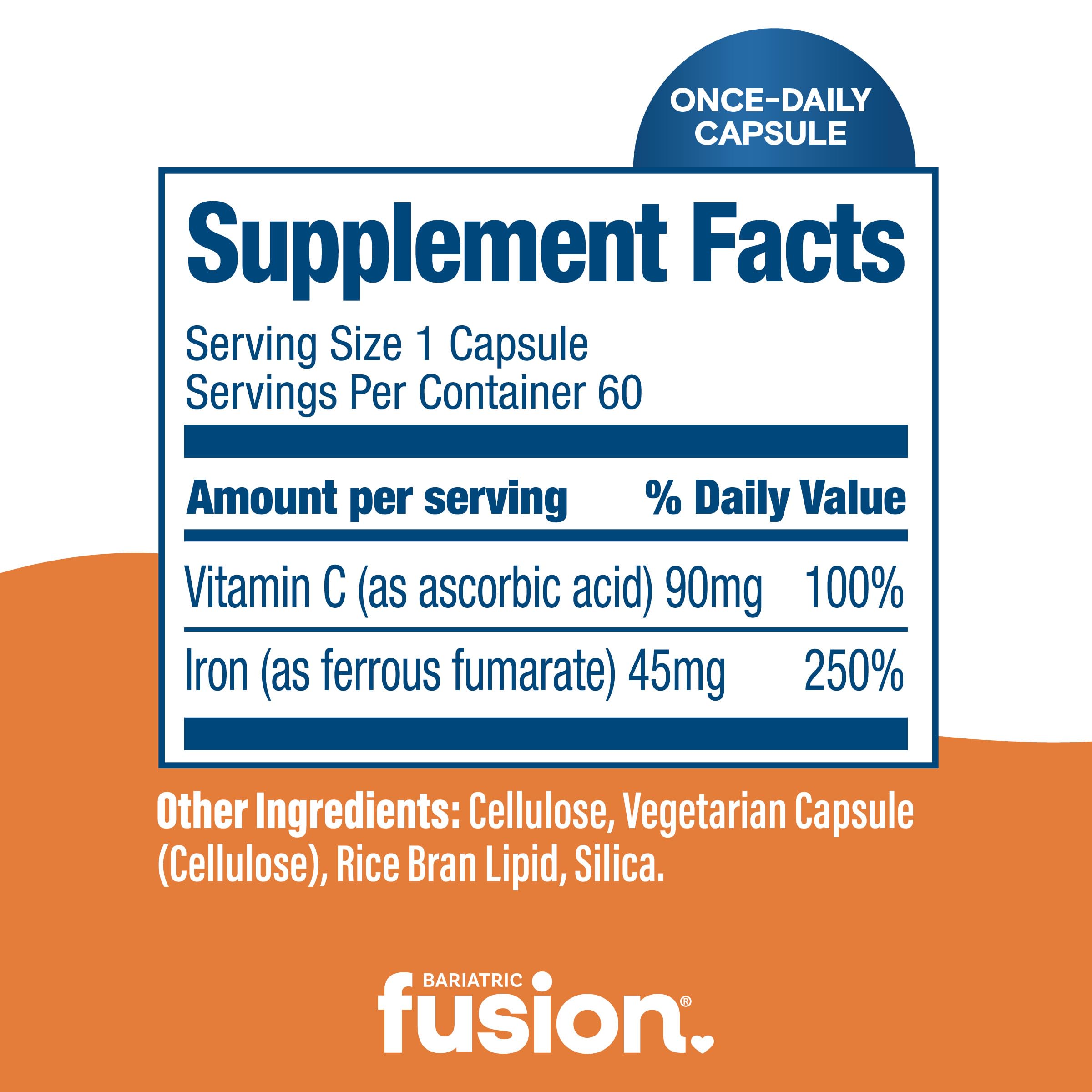 Foto 5 pulgar | Suplemento De Hierro Bariatric Fusion 45 Mg Con Vitamina C 60 Cápsulas - Venta Internacional.