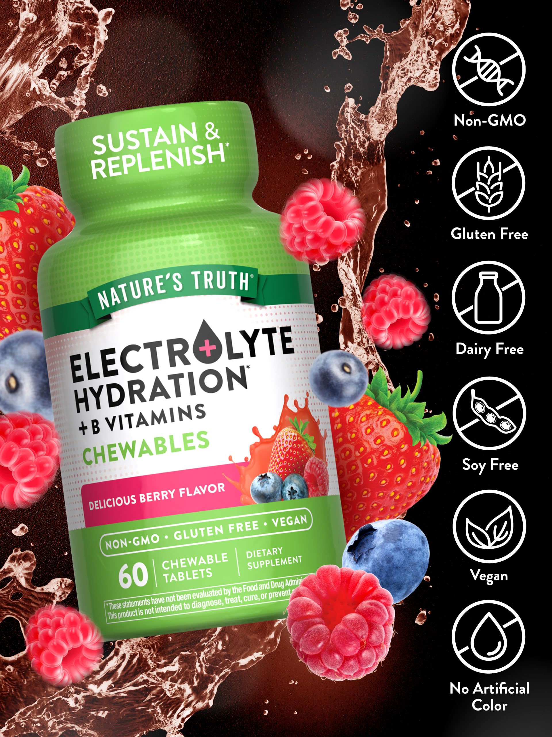 Foto 3 | Tabletas Electrolíticas Nature's Truth, 60 Unidades, Sabor A Bayas - Venta Internacional.