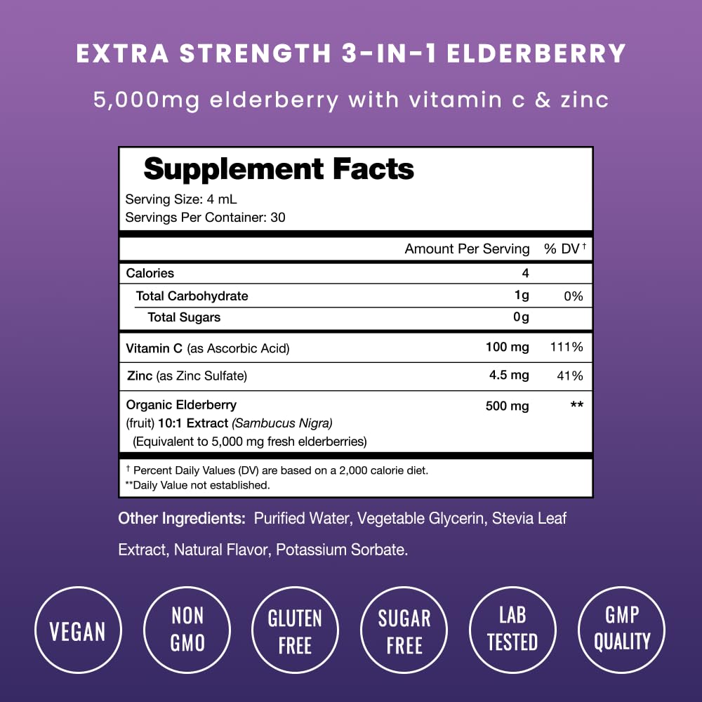 Foto 3 pulgar | Sirope De Saúco Nutrachamps Organic 5000 Mg Con Vitamina C Y Zinc - Venta Internacional.