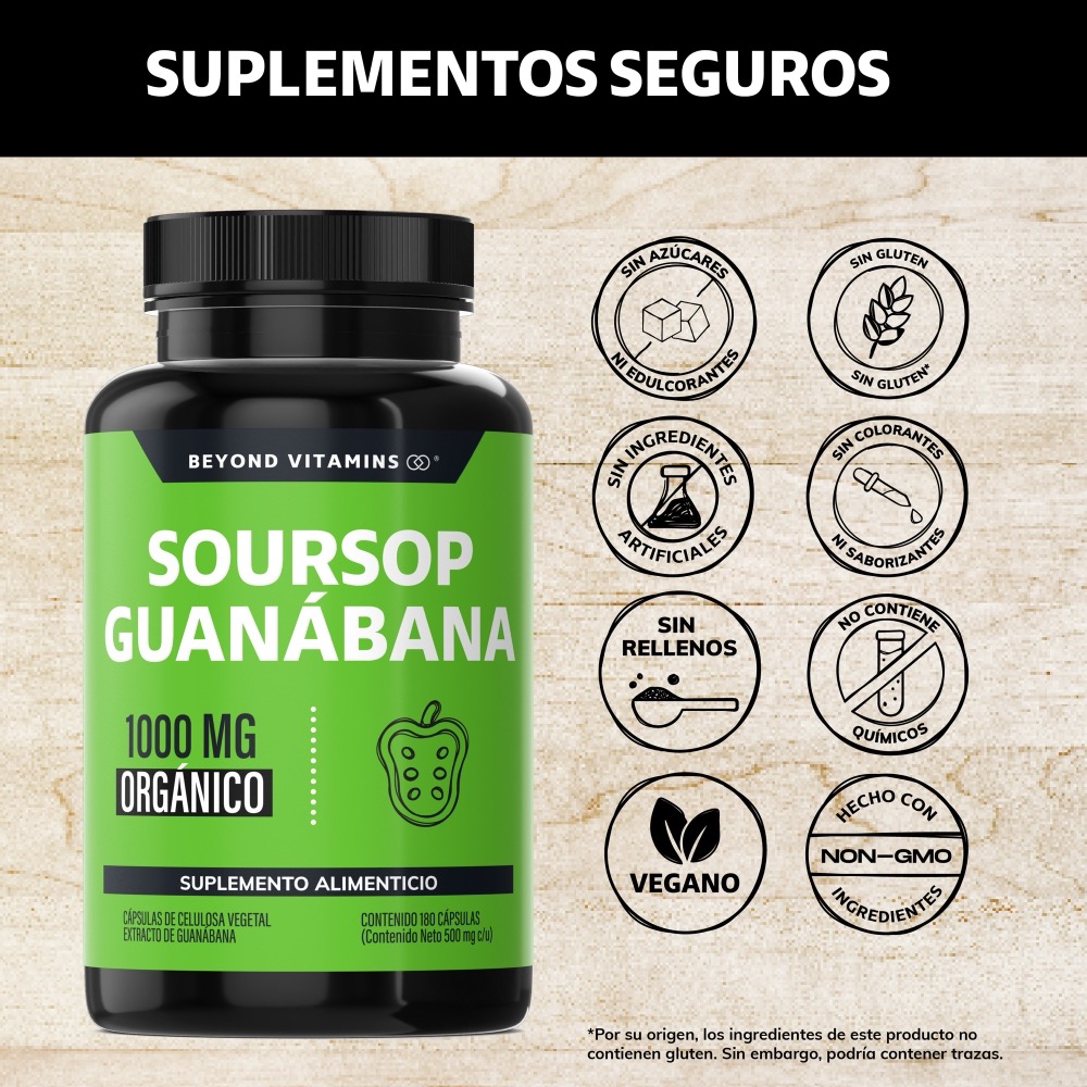 Foto 3 pulgar | Suplemento Alimenticio Beyond Vitamins Soursop Guanábana Orgánica 180 Cápsulas