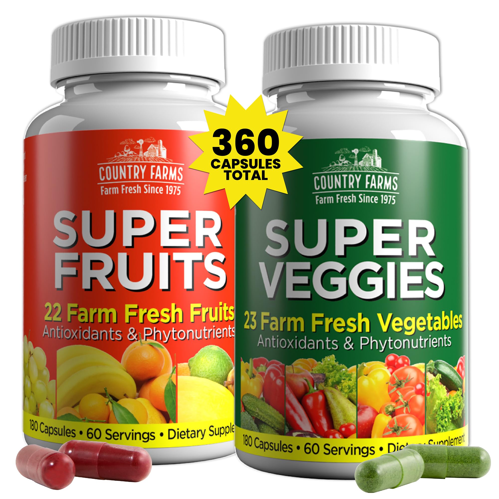 Foto 1 | Suplemento Country Farms Frutas Y Verduras 360 Cápsulas - Venta Internacional.