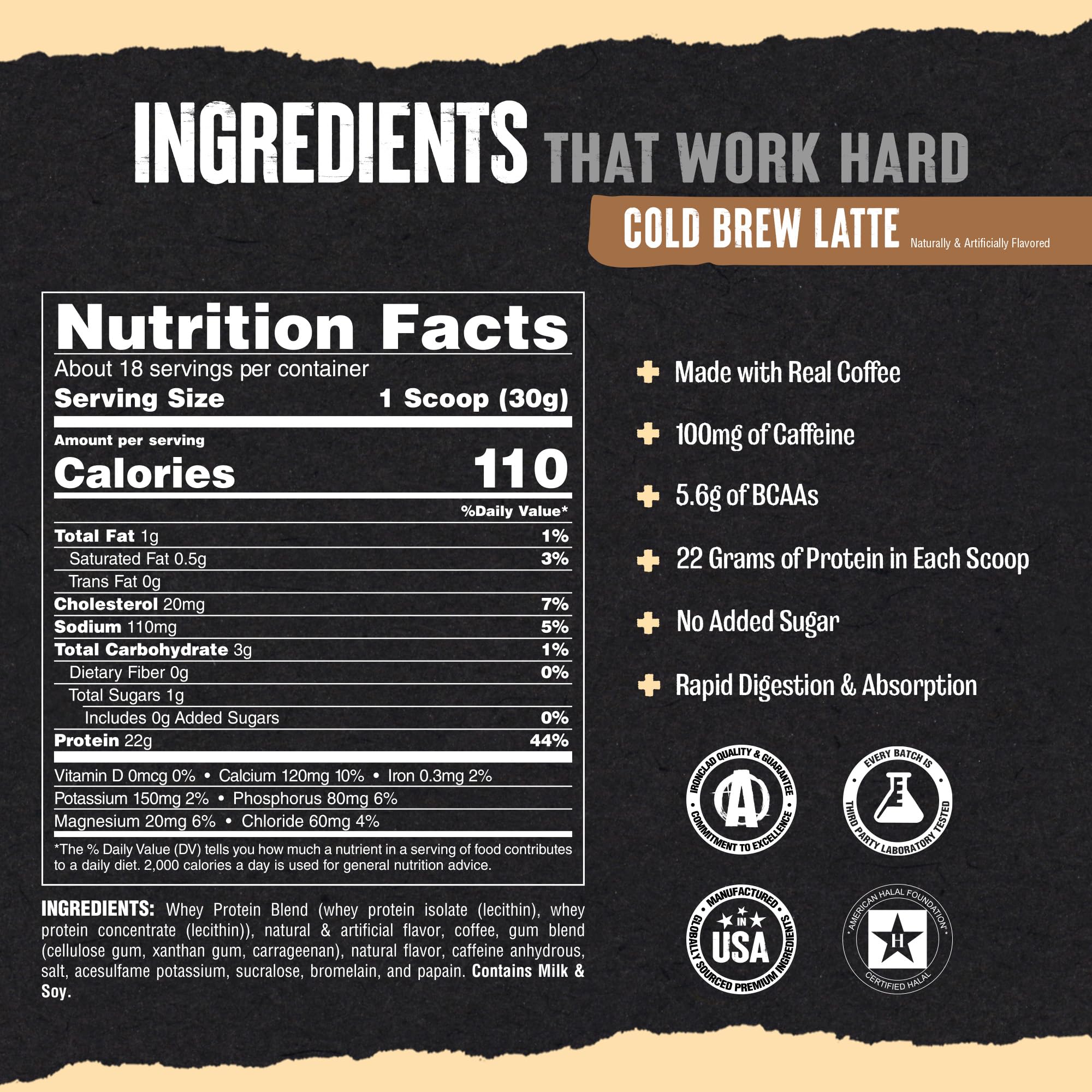 Foto 3 | Café Con Proteína De Suero En Polvo Animal Cold Brew Latte 454 G - Venta Internacional.