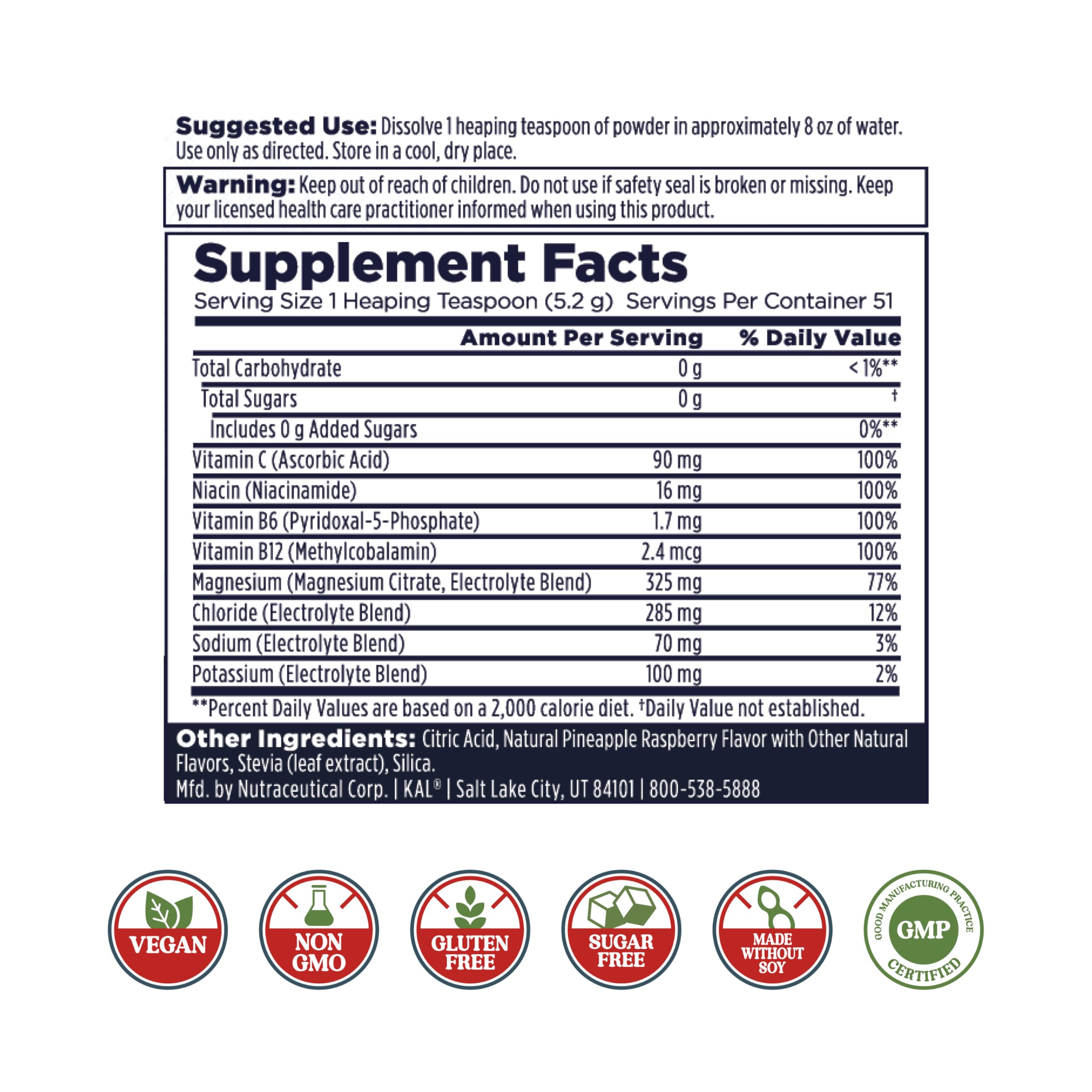 Foto 3 pulgar | Suplemento Kal Hydro Magnesium Plus Electrolytes 265 Ml - Venta Internacional.