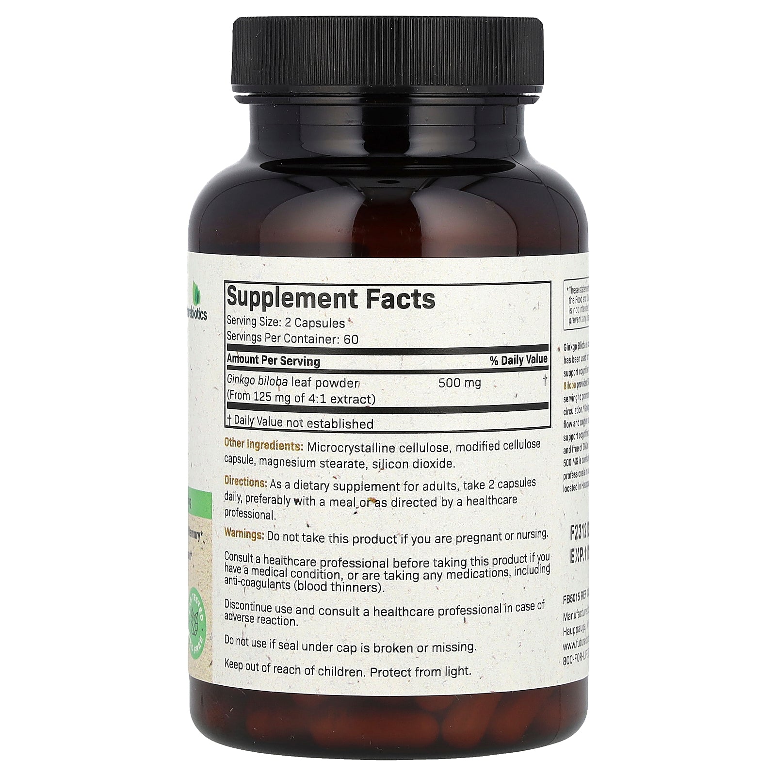 Foto 3 pulgar | Suplemento Futurebiotics Ginkgo Biloba 120 Cápsulas Vegetarianas - Venta Internacional.