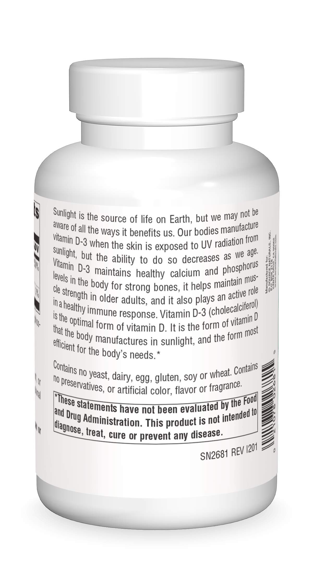 Foto 3 pulgar | Vitamina D-3 De Supplement Source Naturals, 2000 Ui, 400 Cápsulas - Venta Internacional.