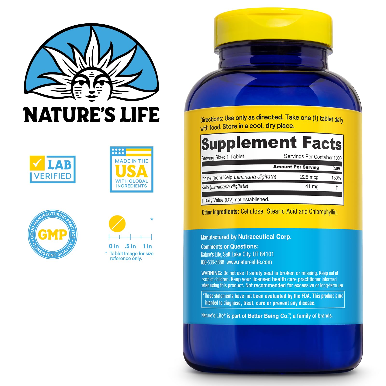 Foto 3 pulgar | Complementa 41 Mg De Algas Islandesas De Nature's Life Con 225 Mcg De Yodo - Venta Internacional.