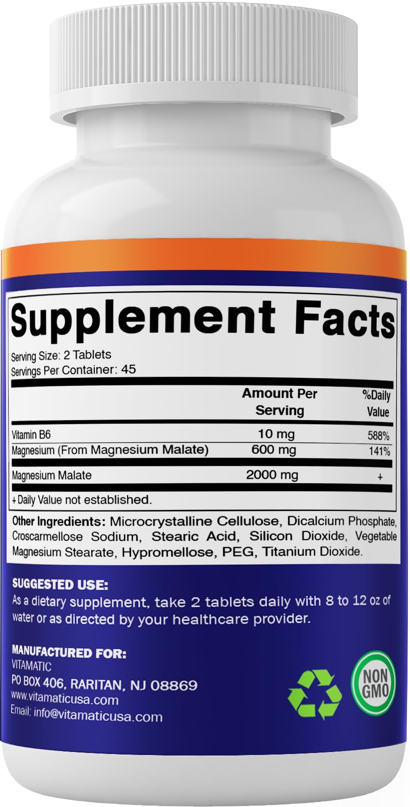 Foto 4 pulgar | Suplemento Vitamático De Malato De Magnesio 2000 Mg 90 Comprimidos - Venta Internacional.