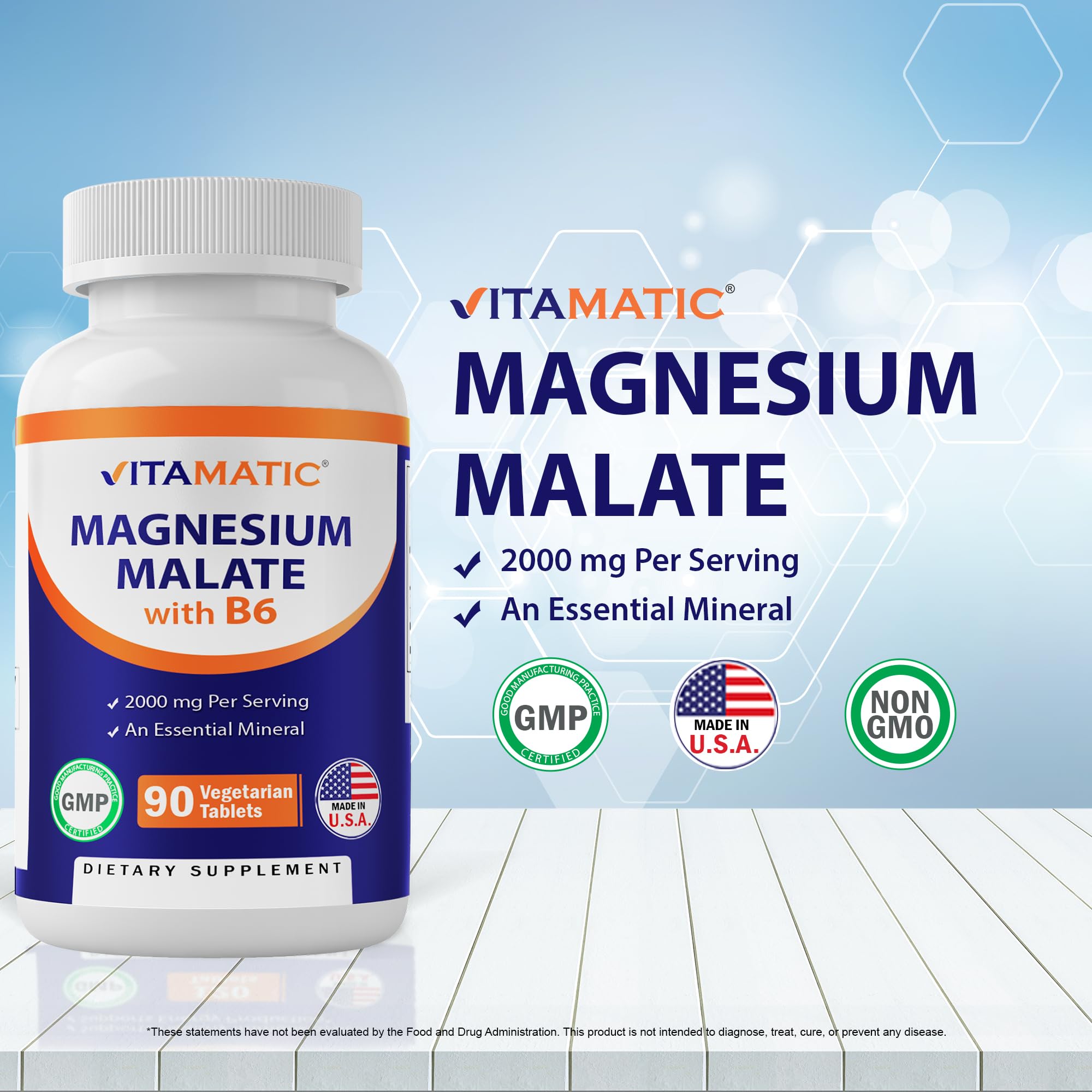 Foto 5 | Suplemento Vitamático De Malato De Magnesio 2000 Mg 90 Comprimidos - Venta Internacional.