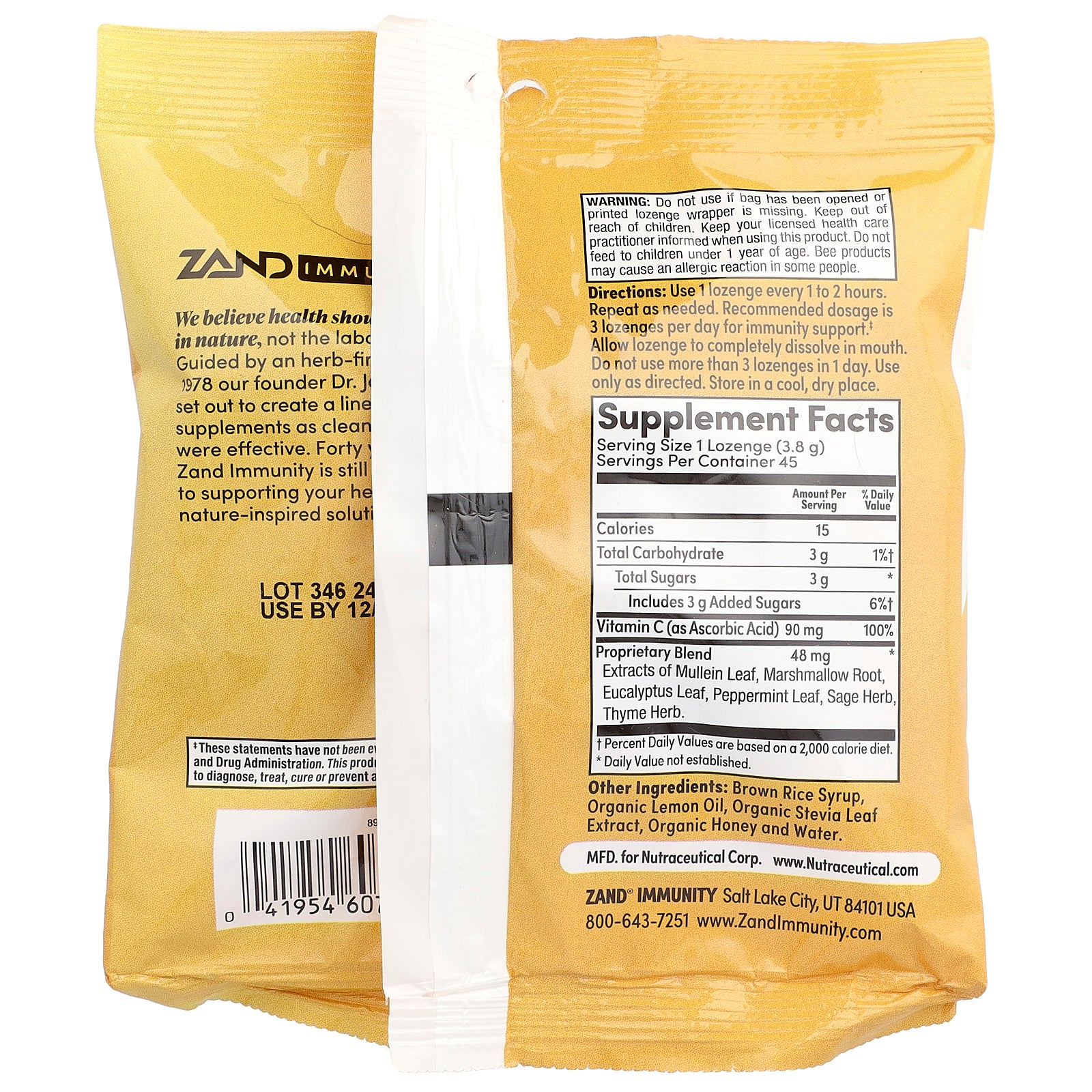 Foto 3 pulgar | Pastillas Zand Immunity Lemon Honey 45 Unidades - Venta Internacional.