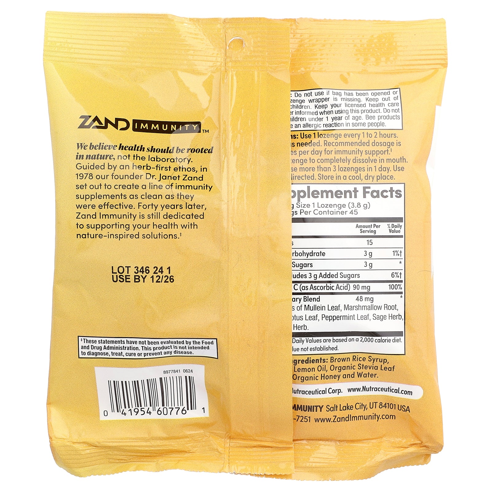 Foto 4 pulgar | Pastillas Zand Immunity Lemon Honey 45 Unidades - Venta Internacional.