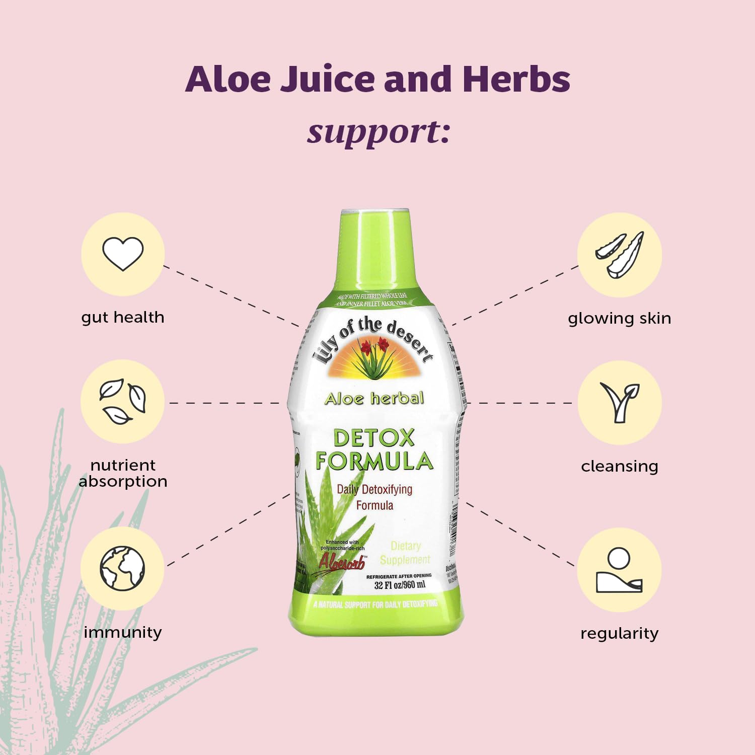 Foto 5 pulgar | Jugo De Aloe Vera Lily Of The Desert Herbal Detox 946ml - Venta Internacional.