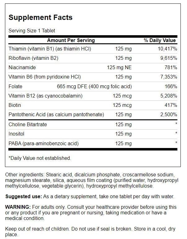 Foto 3 pulgar | Suplemento Del Complejo De Vitamina B-125 De Swanson, 100 Comprimidos - Venta Internacional.