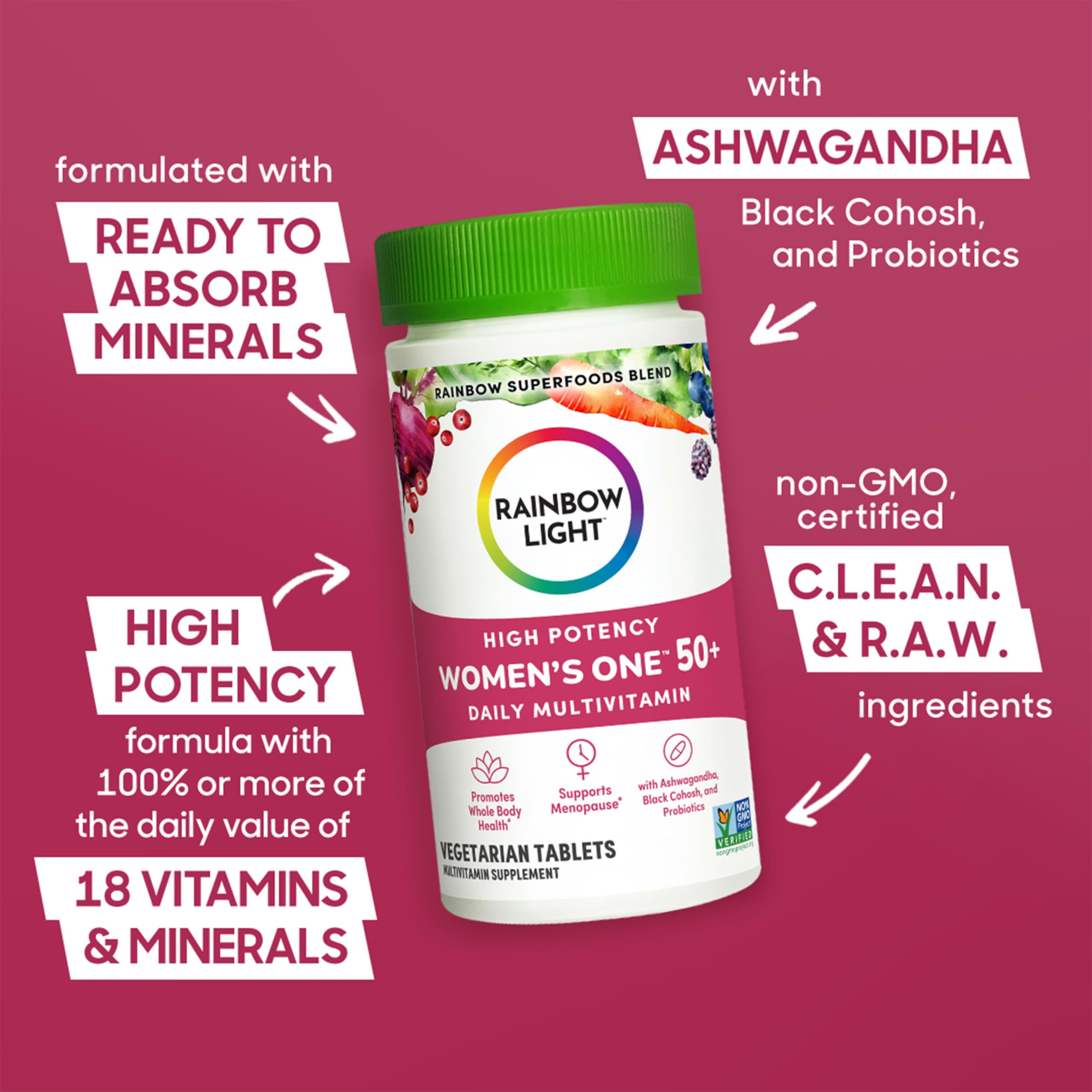 Foto 3 | Multivitamínico Rainbow Light Para Mujeres Mayores De 50 Años Con Vitamina C, D Y Zinc - Venta Internacional.