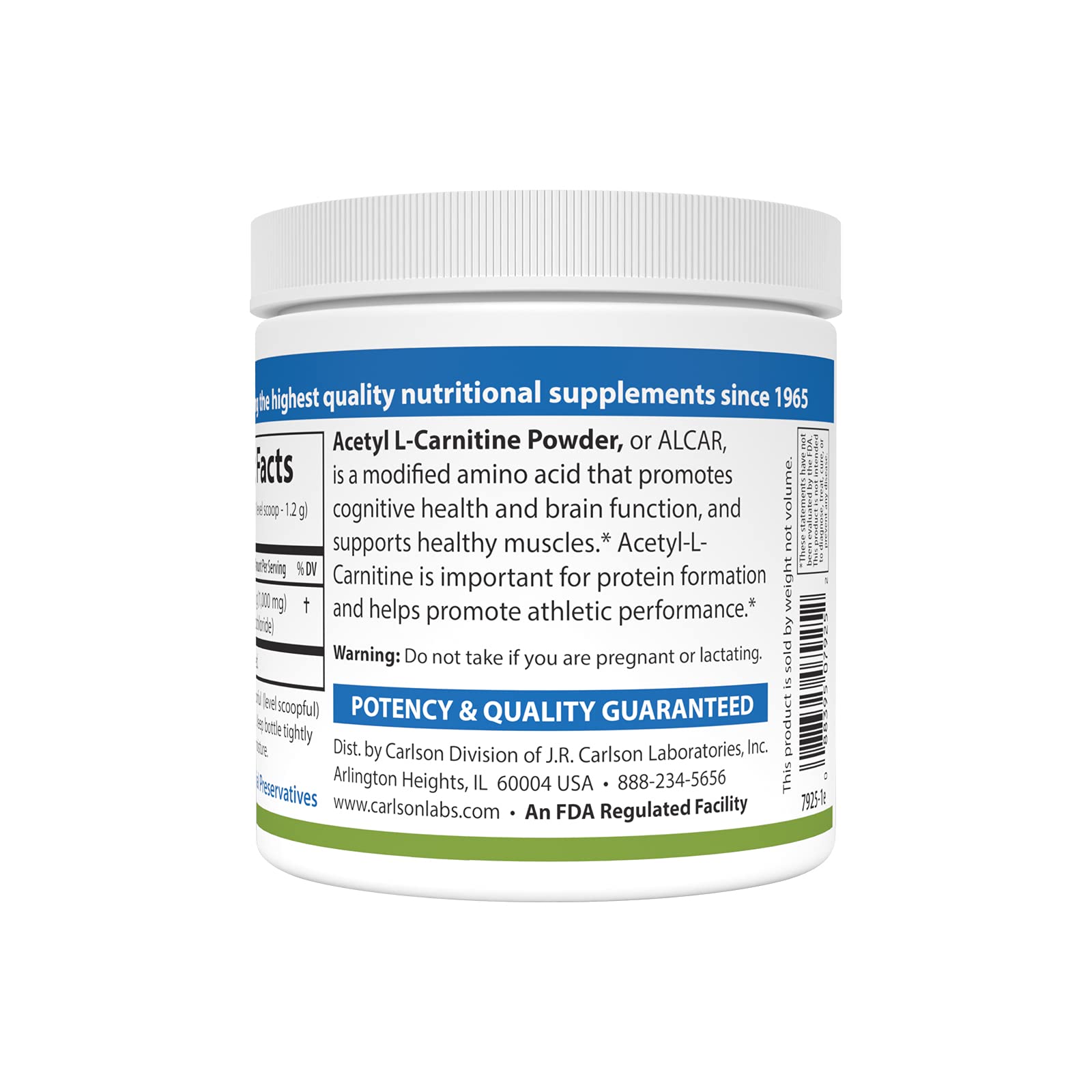 Foto 4 pulgar | Suplemento Carlson Labs De Acetil L-carnitina En Polvo, 100 G - Venta Internacional.