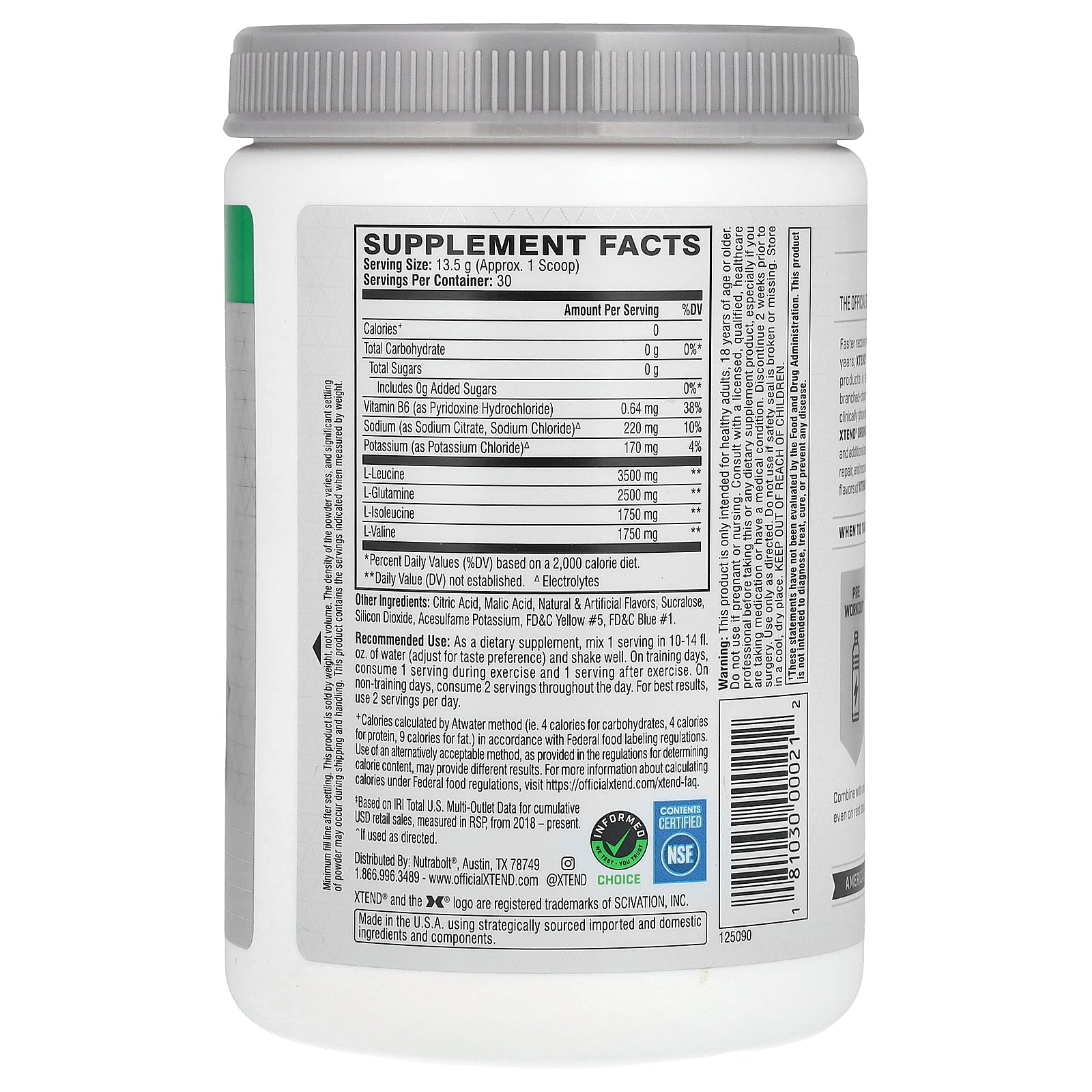 Foto 3 pulgar | Suplemento Xtend The Original Bcaa Squeeze De 7 G, Limón Y Lima, 405 G - Venta Internacional.