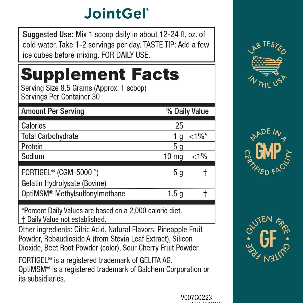 Foto 3 pulgar | Supplement Purity Products Jointgel Formula Collagen + Msm - Venta Internacional.