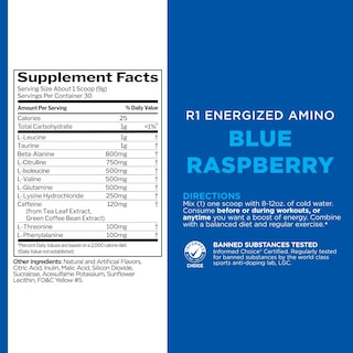 Foto 6 | Regla Del Suplemento 1: Proteínas Energizadas, Amino Azul, Frambuesa - Venta Internacional.