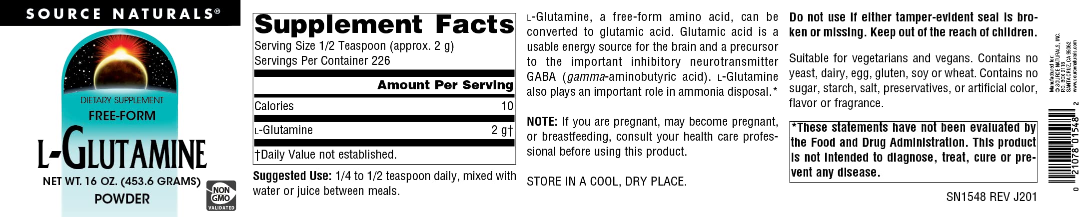 Foto 5 pulgar | L-glutamina En Polvo Supplement Source Naturals, 473 Ml - Venta Internacional.