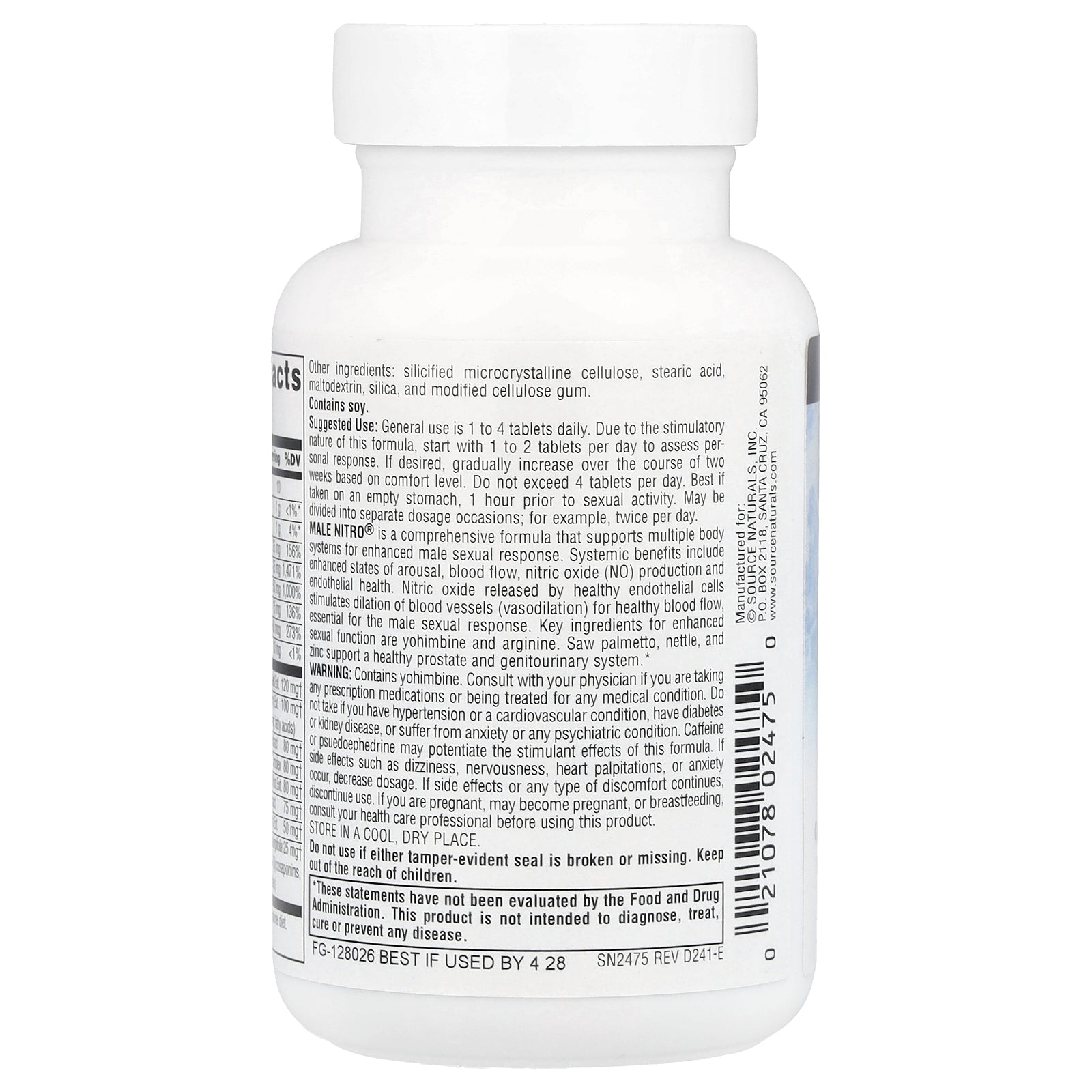 Foto 4 pulgar | Suplemento Source Naturals Male Nitro 30 Comprimidos - Venta Internacional.