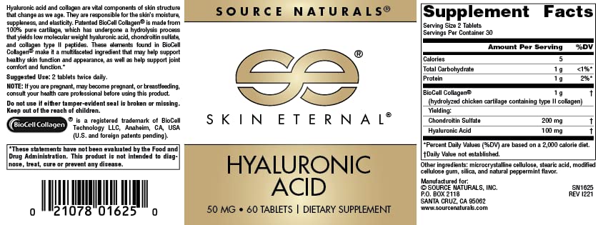 Foto 5 pulgar | Supplement Source Naturals Skin Eternal Ácido Hialurónico 50 Mg - Venta Internacional.
