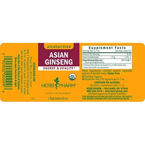 Foto 3 pulgar | Suplemento Herb Pharm Asian (panax) Ginseng 30 Ml Sin Alcohol - Venta Internacional.