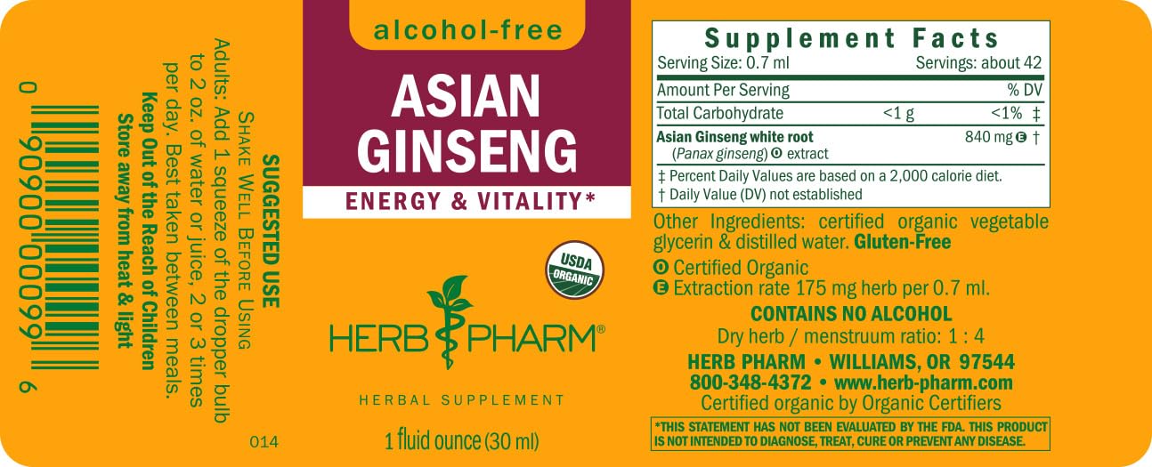 Foto 8 pulgar | Suplemento Herb Pharm Asian (panax) Ginseng 30 Ml Sin Alcohol - Venta Internacional.