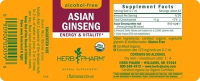 Foto 7 | Suplemento Herb Pharm Asian (panax) Ginseng 30 Ml Sin Alcohol - Venta Internacional.