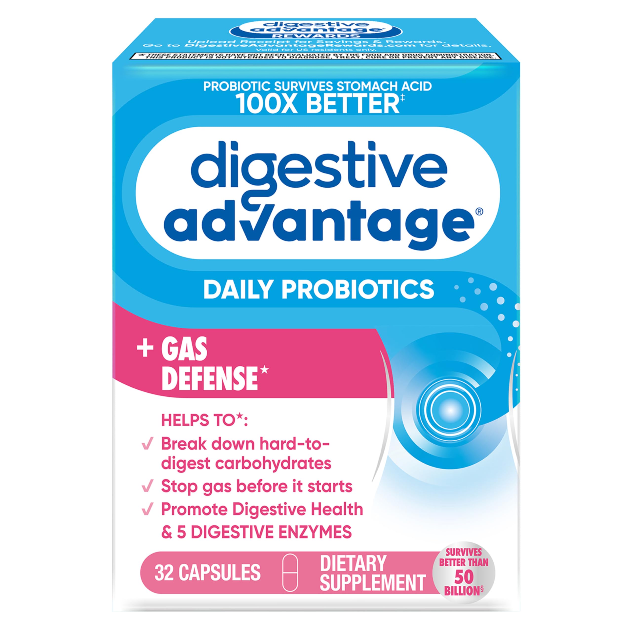 Foto 2 pulgar | Suplemento Digestive Advantage Gas Defense 32 Cápsulas - Venta Internacional.