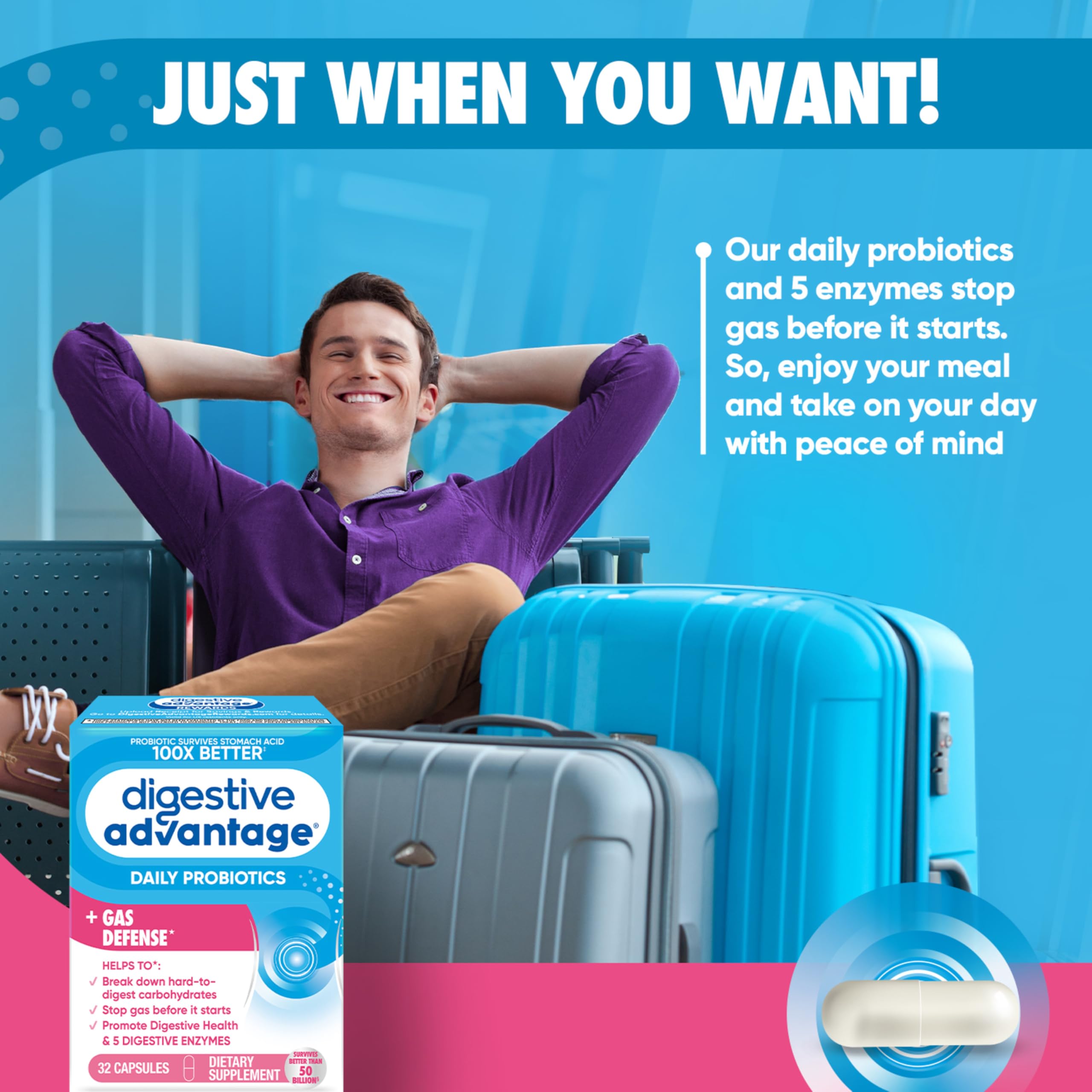 Foto 6 pulgar | Suplemento Digestive Advantage Gas Defense 32 Cápsulas - Venta Internacional.