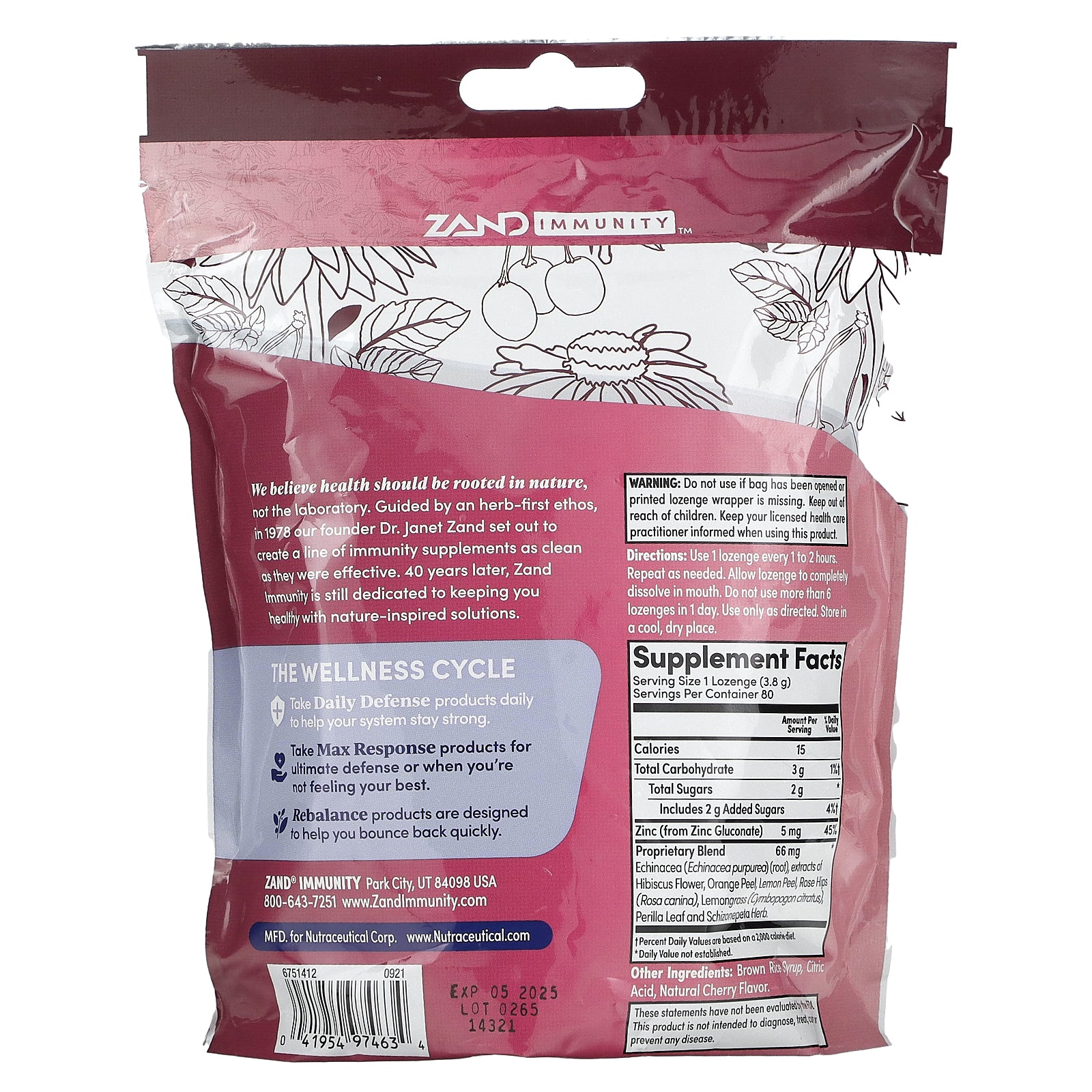 Foto 3 pulgar | Pastillas Zand Echinacea Zinc Very Cherry 80 Unidades - Venta Internacional.