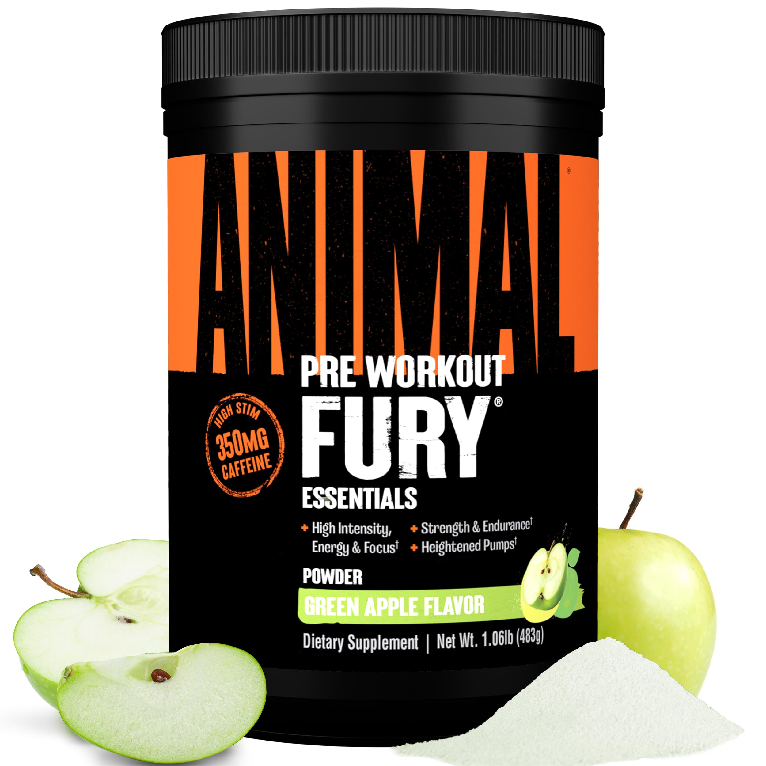 Foto 2 pulgar | Polvo Pre Workout Animal Fury Green Apple, 30 Porciones - Venta Internacional.