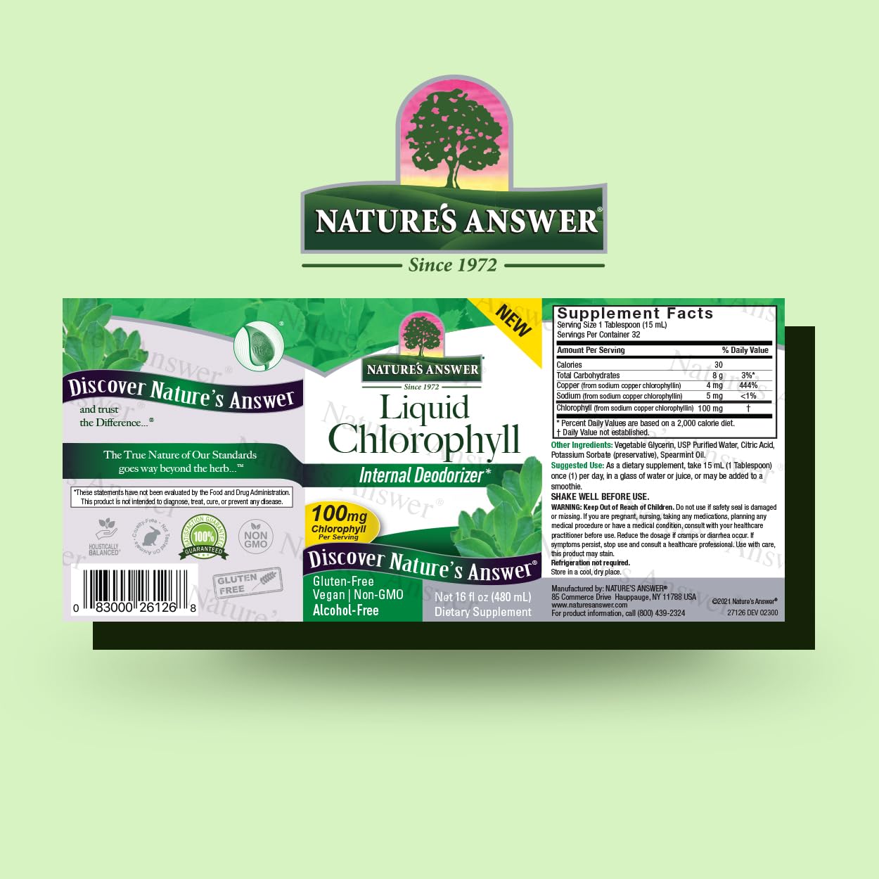 Foto 2 | Clorofila Líquida Nature's Answer, Hierbabuena, 473 Ml - Venta Internacional.
