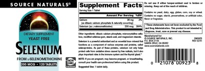 Foto 5 | Supplement Source Naturals, Selenio Sin Levadura, 200 Mcg, 120 Tabletas - Venta Internacional.