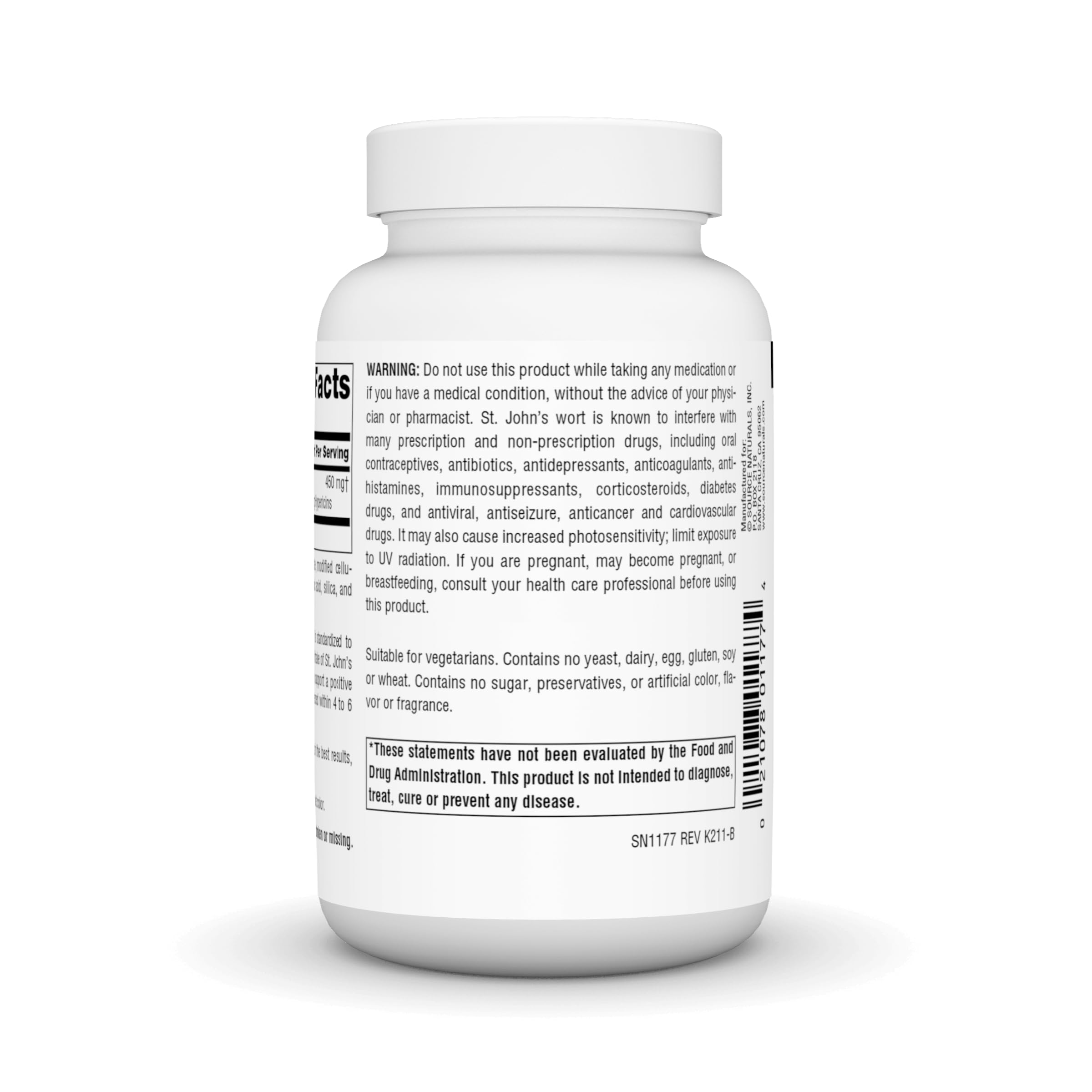 Foto 4 pulgar | Supplement Source Naturals Hierba De San Juan 450 Mg - 180 Comprimidos - Venta Internacional.