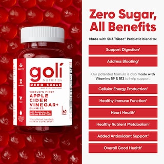 Foto 2 | Gomitas De Vinagre De Sidra De Manzana Goli Zero Sugar Con Vitamina B12 Y Probióticos - Venta Internacional.
