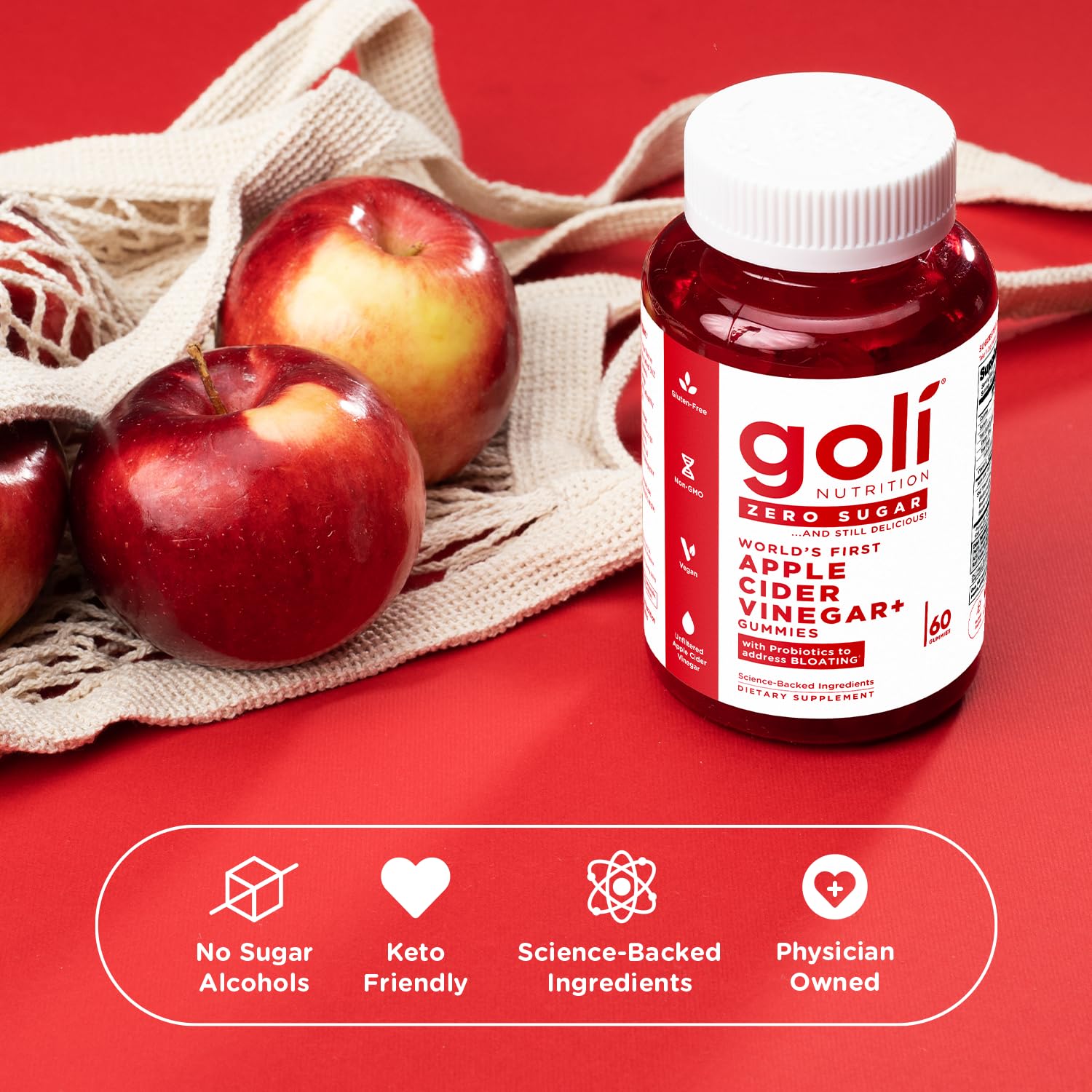 Foto 7 pulgar | Gomitas De Vinagre De Sidra De Manzana Goli Zero Sugar Con Vitamina B12 Y Probióticos - Venta Internacional.
