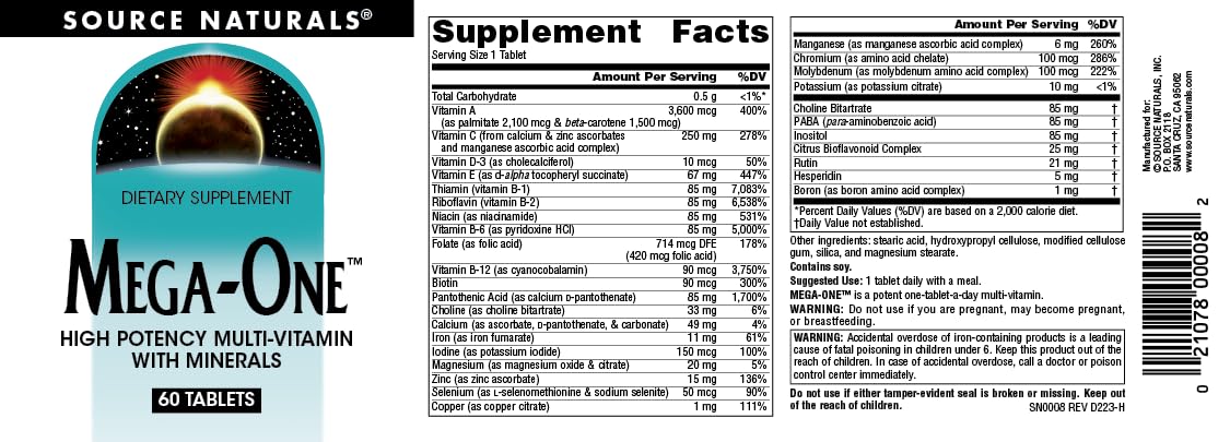 Foto 5 pulgar | Multivitamínico Mega-one De Supplement Source Naturals, 60 Comprimidos - Venta Internacional.