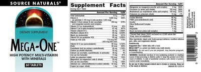 Foto 4 | Multivitamínico Mega-one De Supplement Source Naturals, 60 Comprimidos - Venta Internacional.