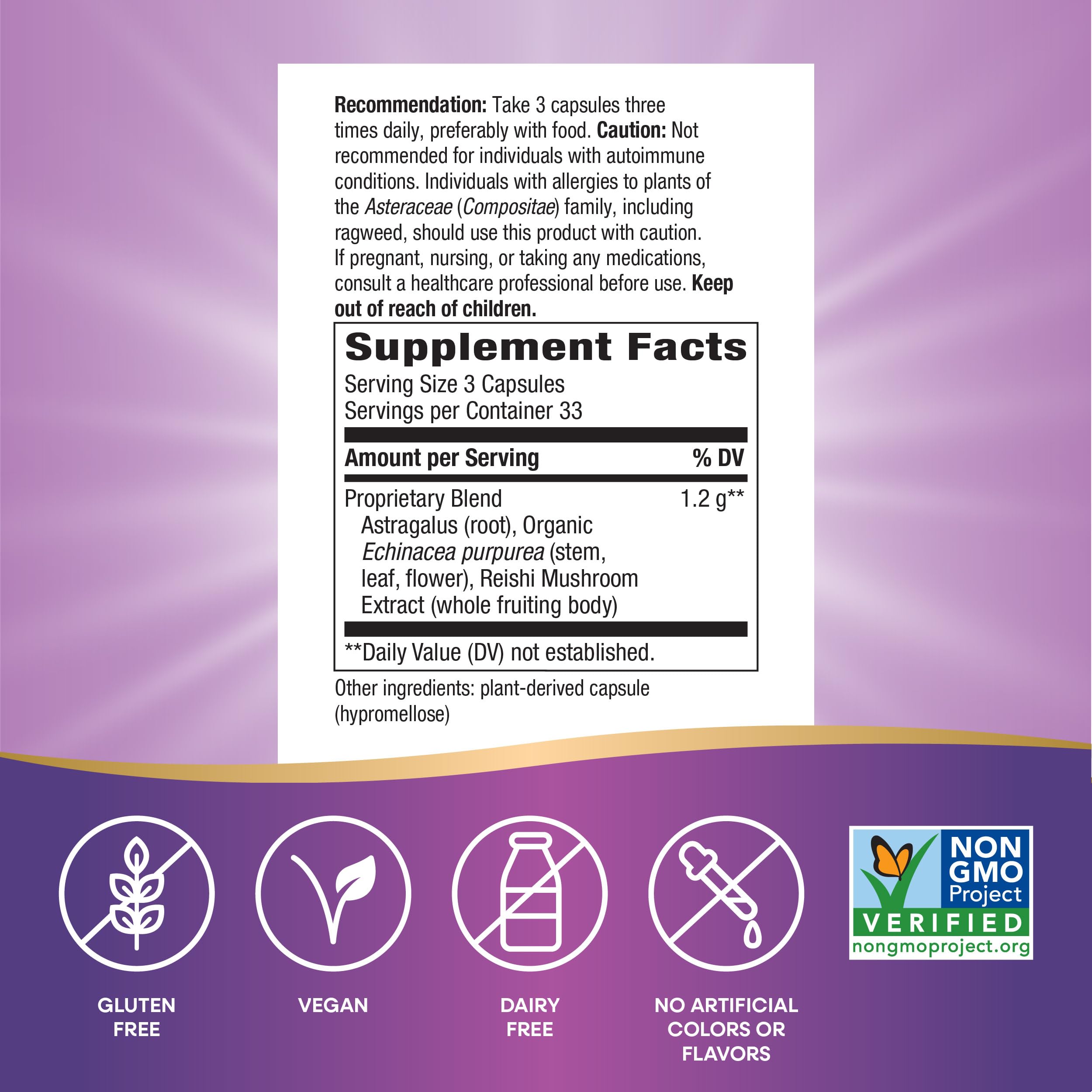 Foto 5 | Suplemento Nature's Way Con Equinácea, Astrágalo Y Reishi, 100 Cápsulas - Venta Internacional.
