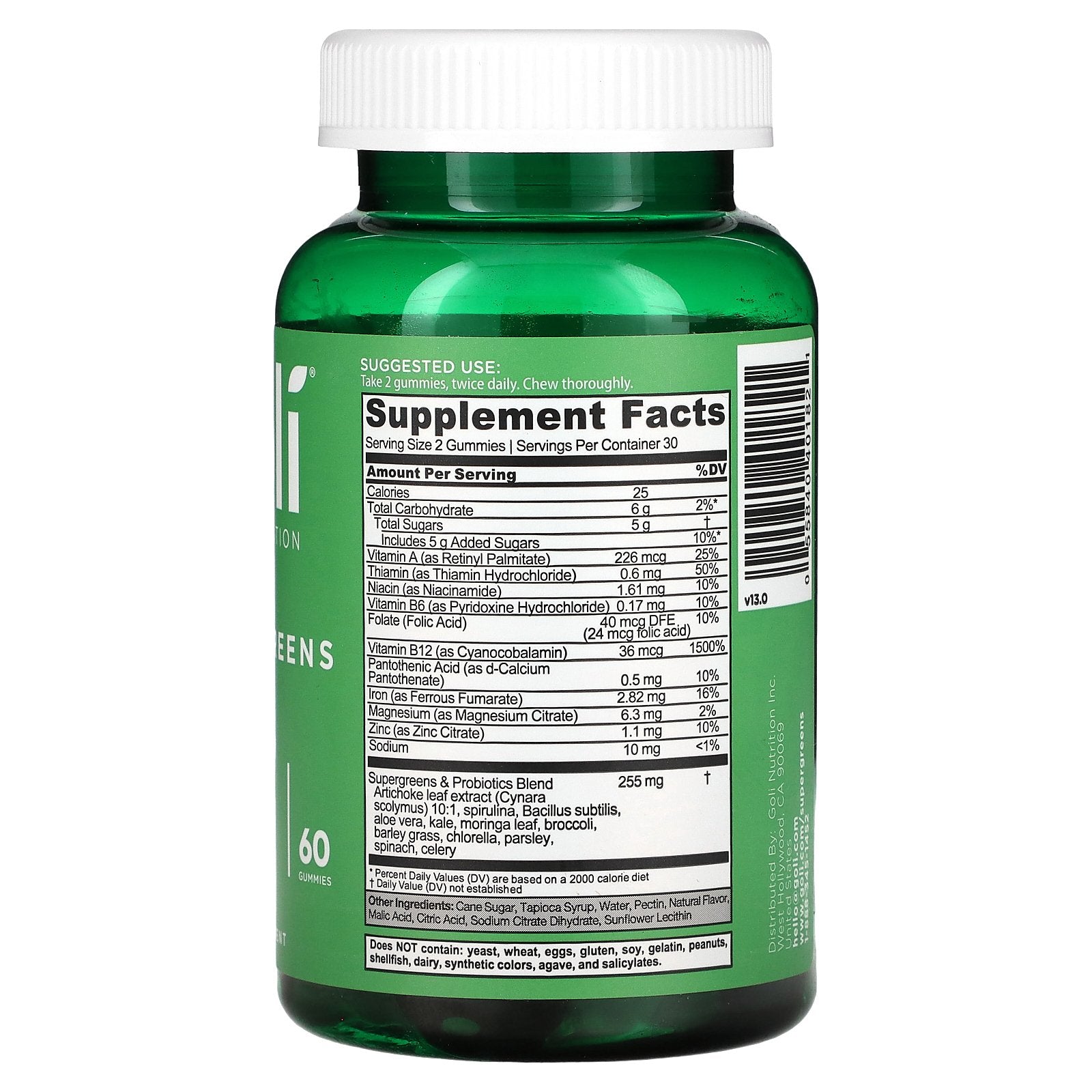 Foto 3 pulgar | Gomitas Supergreens Goli Nutrition 60 Gomitas - Venta Internacional.
