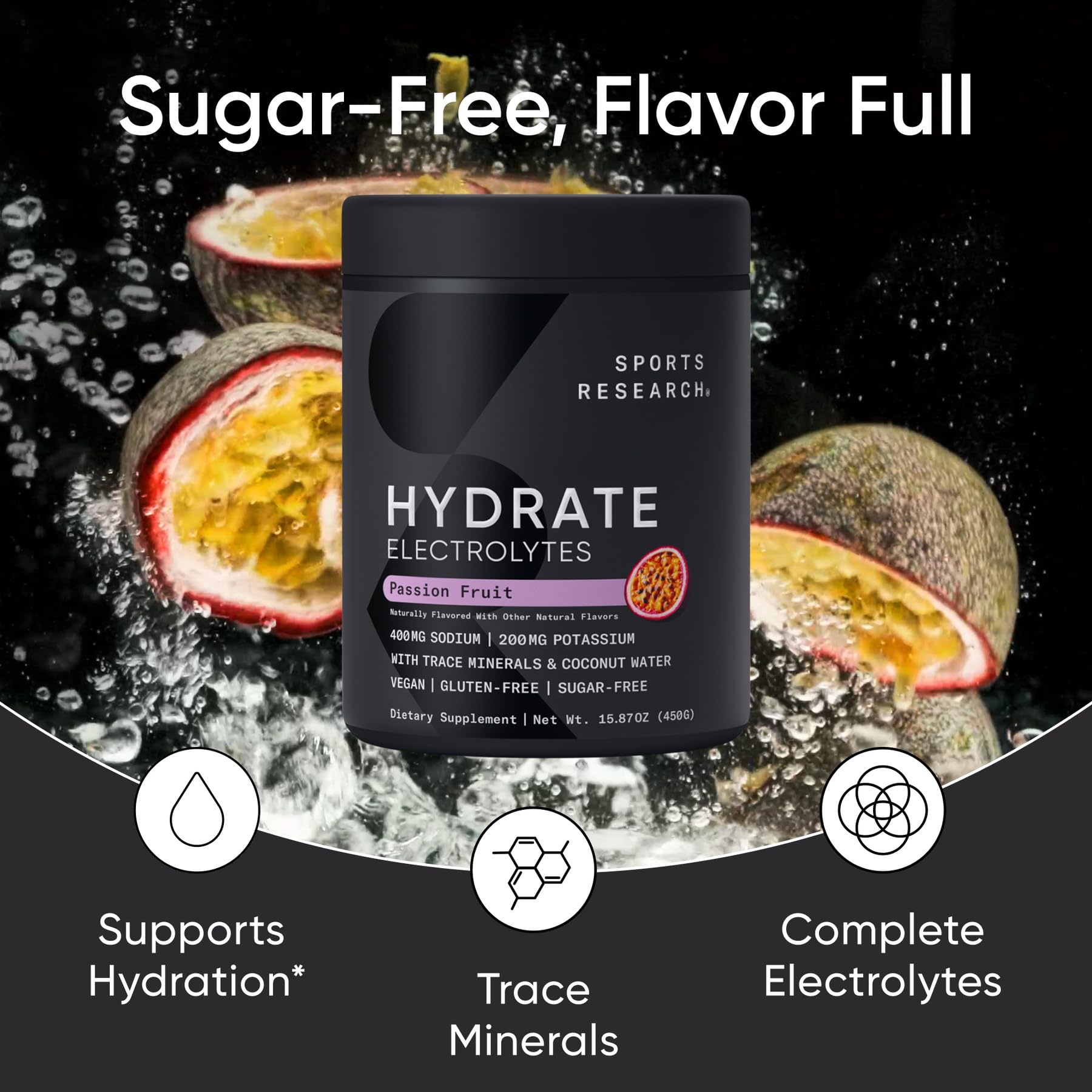 Foto 4 pulgar | Electrolitos En Polvo Sports Research Hydrate Maracuyá - Venta Internacional.