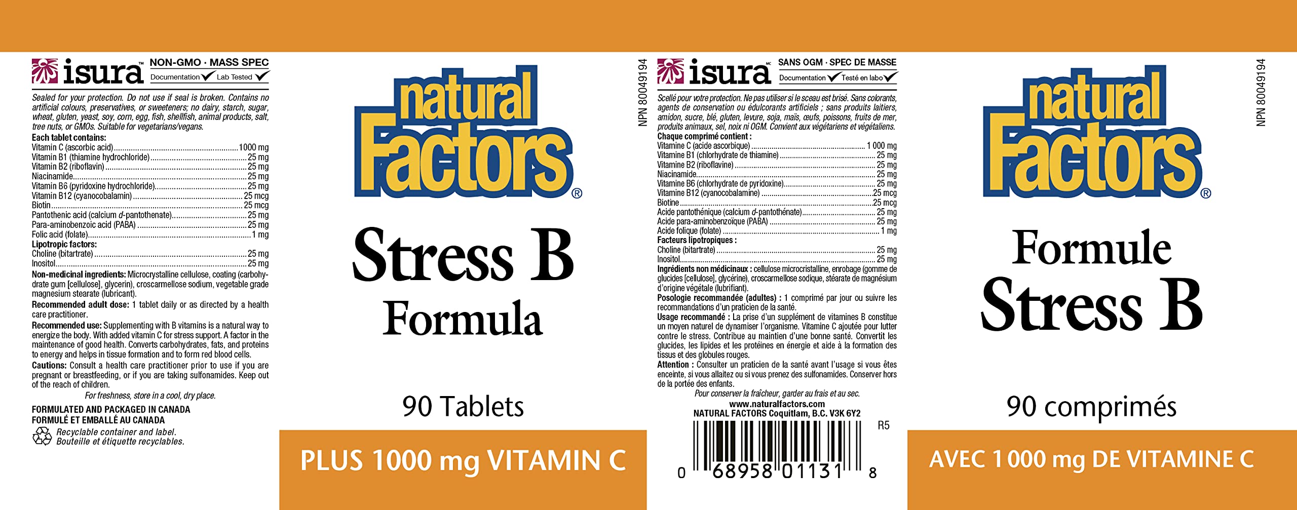 Foto 3 pulgar | Complemente La Fórmula Stress B De Natural Factors Y 1000 Mg De Vitamina C - Venta Internacional.