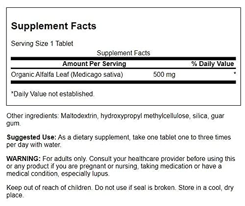 Foto 3 pulgar | Suplemento Swanson Alfalfa Herbal 360 Comprimidos 500 Mg - Venta Internacional.