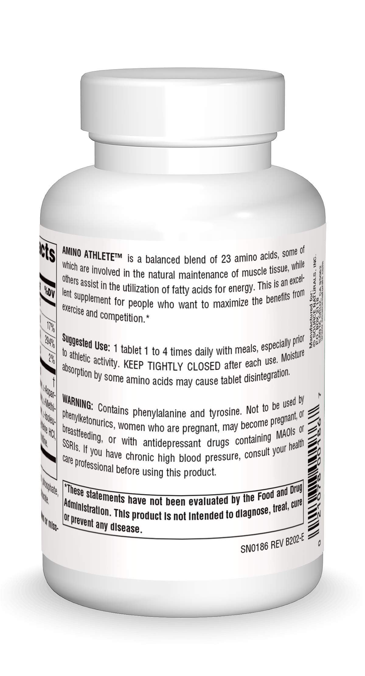 Foto 3 pulgar | Suplemento Dietético Source Naturals Amino Athlete 100 Comprimidos - Venta Internacional.