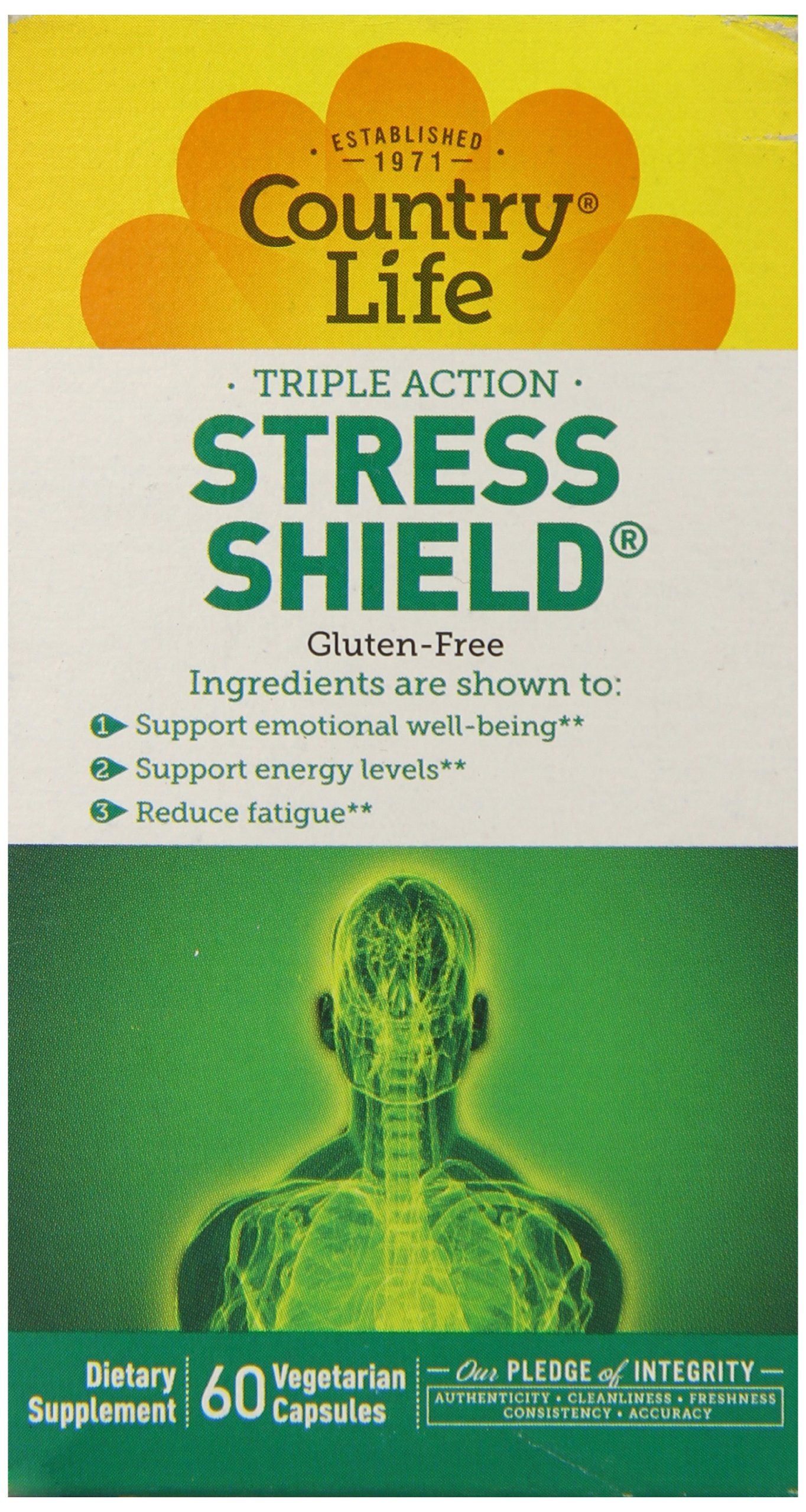 Foto 2 pulgar | Suplemento Country Life Stress Shield Vegetariano 60 Cápsulas - Venta Internacional.