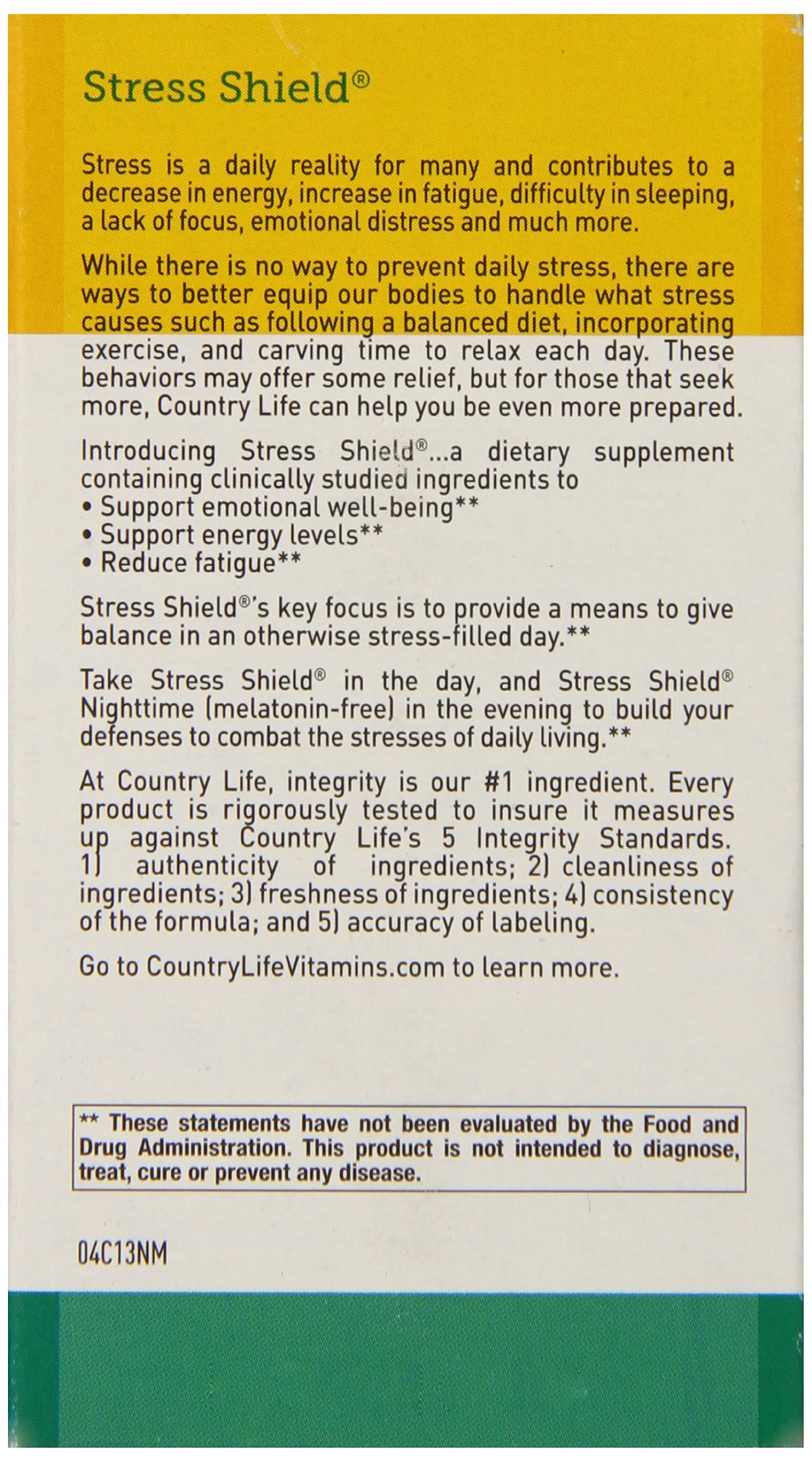 Foto 4 pulgar | Suplemento Country Life Stress Shield Vegetariano 60 Cápsulas - Venta Internacional.