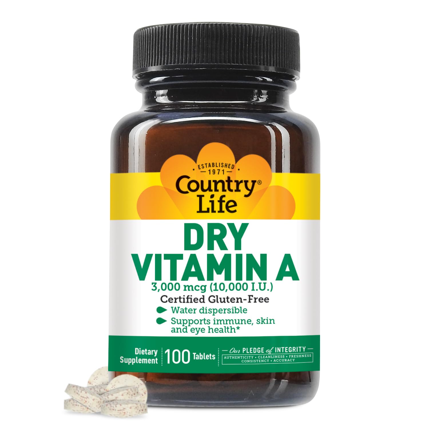 Foto 2 pulgar | Suplemento Country Life De Vitamina A, 10 000 Ui, 100 Comprimidos - Venta Internacional.